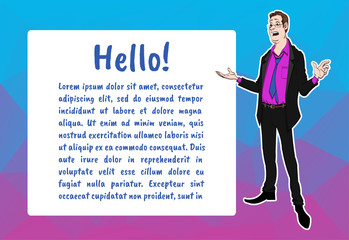 Vector character with bubble talk