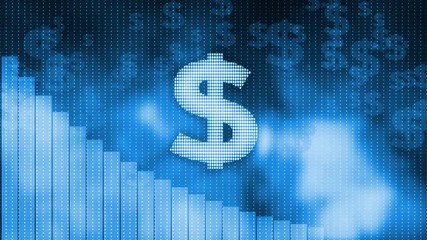 Dollar dropping, descending graph background, world crisis, stock market crash - Powered by Adobe