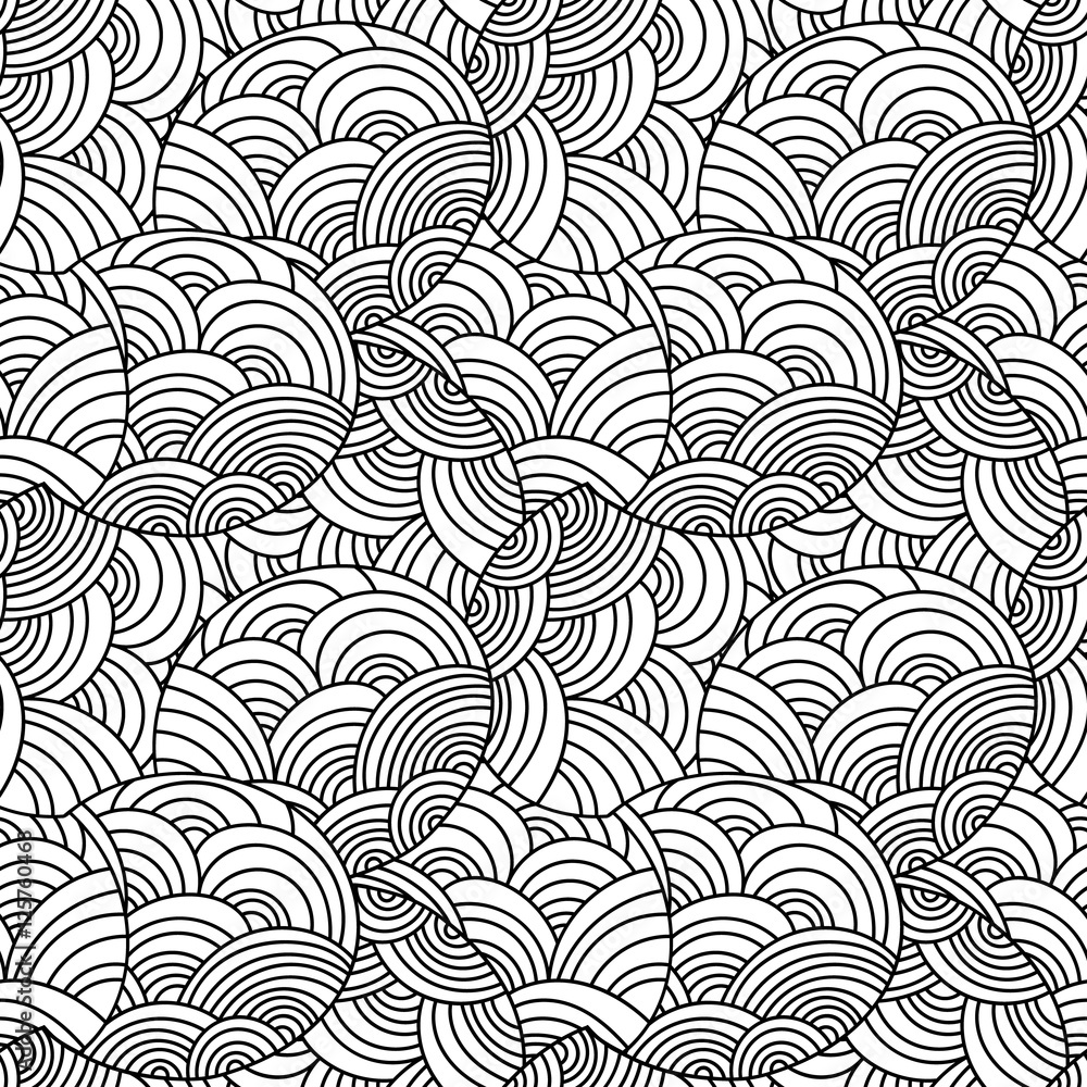 Poster seamless vector pattern. ornamental linear background with circles. decorative hand drawn repeating 