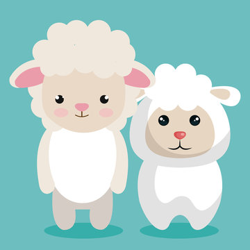 Cute Couple Stuffed Animals Vector Illustration Design