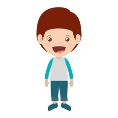 cartoon boy smiling and wearing casual clothes icon over white background. happy kid. vector illustration