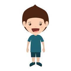 cartoon boy smiling and wearing casual clothes icon over white background. happy kid. vector illustration