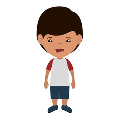 cartoon boy smiling and wearing casual clothes icon over white background. happy kid. vector illustration