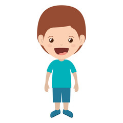cartoon boy smiling and wearing casual clothes icon over white background. happy kid. vector illustration
