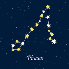 constellation Pisces zodiac horoscope astrology stars night illu