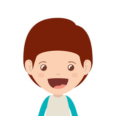 cartoon boy smiling and wearing casual clothes icon over white background. happy kid. vector illustration