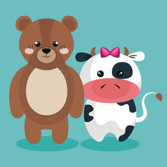 Obraz na płótnie Canvas cute couple stuffed animals vector illustration design