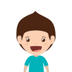 cartoon boy smiling and wearing casual clothes icon over white background. happy kid. vector illustration