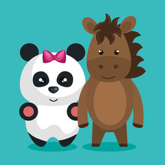 Naklejka premium cute couple stuffed animals vector illustration design