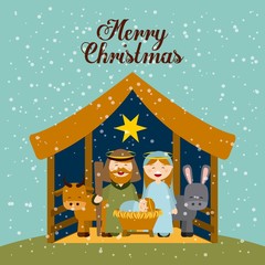 happy merry christmas card vector illustration design