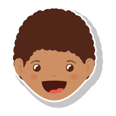 cartoon boy smiling icon over white background. happy kid. vector illustration