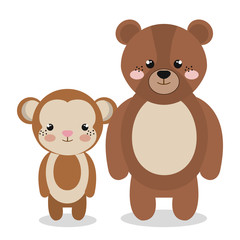cute couple stuffed animals vector illustration design