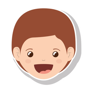 cartoon boy smiling icon over white background. happy kid. vector illustration