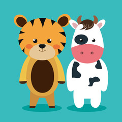 cute couple stuffed animals vector illustration design