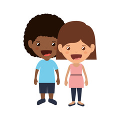 couple of girl and boy smiling and wearing casual clothes over white background. colorful design. vector illustration