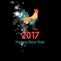 Greeting Christmas card with a rooster