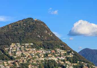 Obraz premium Mountain Monte Bre, view from the city of Lugano