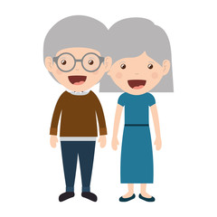 cartoon happy old man and old woman wearing casual clothes. grandparents design. vector illustration