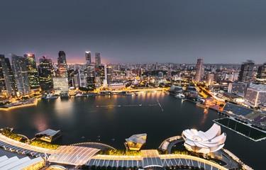 Fototapeta na wymiar aerial view of the marina bay of the singapore city