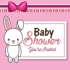 Obraz na płótnie Canvas baby shower invitation with stuffed animal vector illustration design