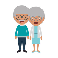 cartoon happy old man and old woman wearing casual clothes. grandparents design. vector illustration