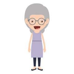 cartoon happy old woman wearing beautiful dress icon over white background. colorful design vector illustration 