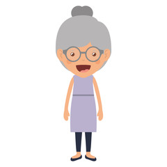 cartoon happy old woman wearing beautiful dress icon over white background. colorful design vector illustration 
