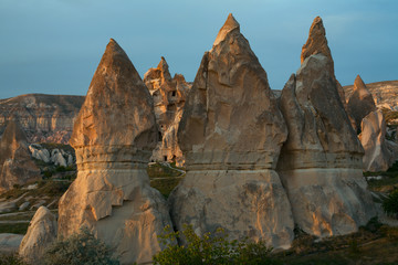 Naklejka premium The unique landscape of volcanic tuffs. Anatolian Plateau. Cappadocia. Turkey.