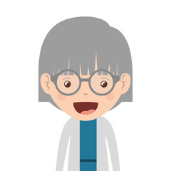 cartoon happy old woman wearing beautiful blouse icon over white background. vector illustration