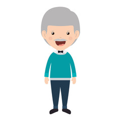 cartoon happy old man wearing beautiful sweater icon over white background. colorful design vector illustration 