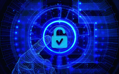 Digital cyber Safety concept/ Closed Padlock Background.