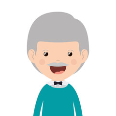 cartoon happy old man wearing beautiful sweater icon over white background. colorful design vector illustration 