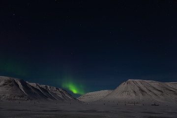 Northern lights outside Longyearbyen