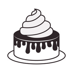 silhouette of birthday sweet cake dessert over white background. vector illustration