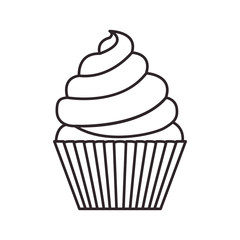 silhouette of sweet cupcake dessert icon over white background. vector illustration