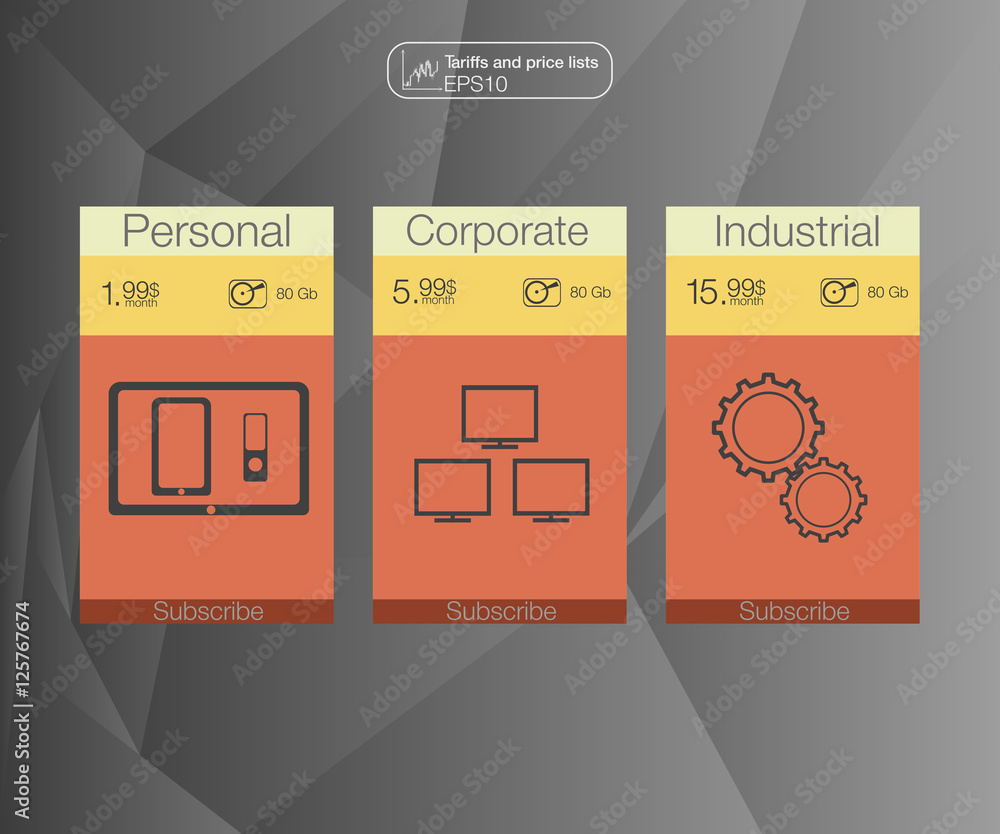 Aufkleber three tariffs banners. web pricing table. vector design for web app. set tariffs. plan for website i