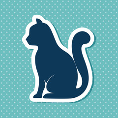 silhouette cat sit  dot background vector illustration eps 10