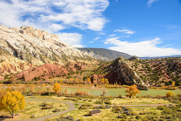 Split Mountain and Green River in Dinosaur National Monument, Utah during the Fall