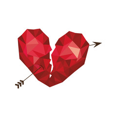 abstract broken red heart with arrow over white background. vector illustration