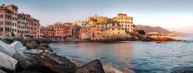 Fotobehang Sunset in Boccadasse panorame image © Train arrival