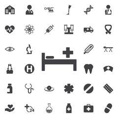 Hospital bed Icon Vector.