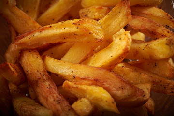 fried French fries close up