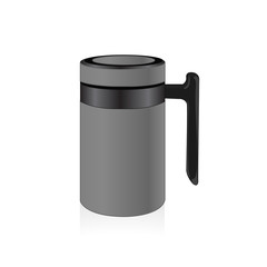 Vector grey color thermo mug, travel mug, thermos isolated on white background