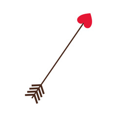 arrow with red heart symbol over white background. vector illustration