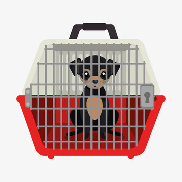 Puppy Pet Travel Carrier Icon Vector Illustration Eps 10