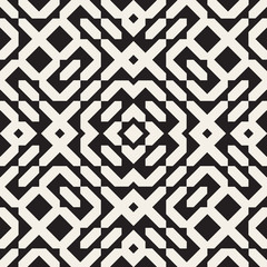 Vector Seamless Black And White Ethnic Geometric Ornamental Blocks Pattern
