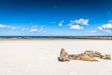 Sandy beach in Leba town, Baltic Sea, Poland