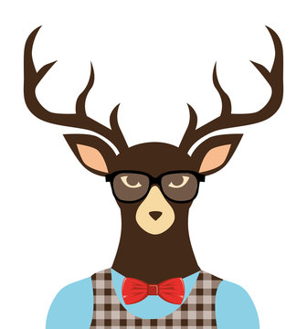 deer hipster dressed glasses vector illustration eps 10