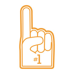 number one hand glove american football icon over white background. vector illustration