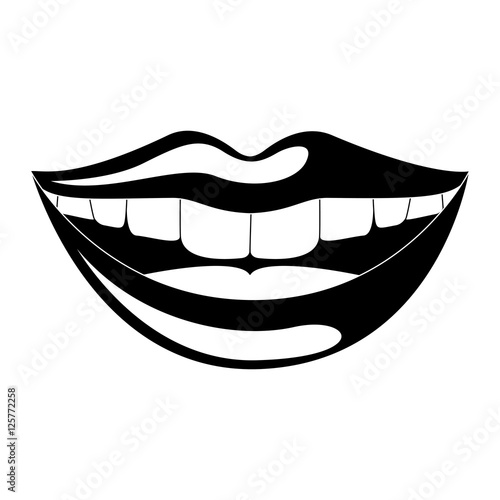 Download "silhouette of Mouth smiling cartoon icon. Female sexy and ...